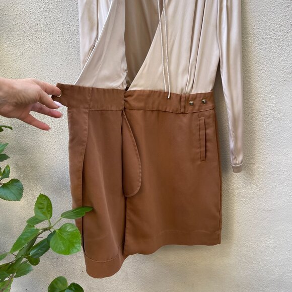 Diane von Furstenberg $450 wrap Sibylla Colorblock brown and beige dress 2 - Picture 14 of 15